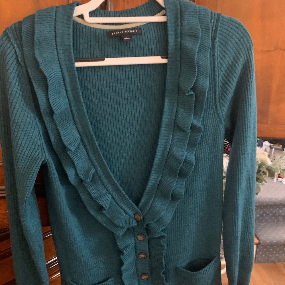 Banana Republic Merino Wool Cardigan with Ruffle detail